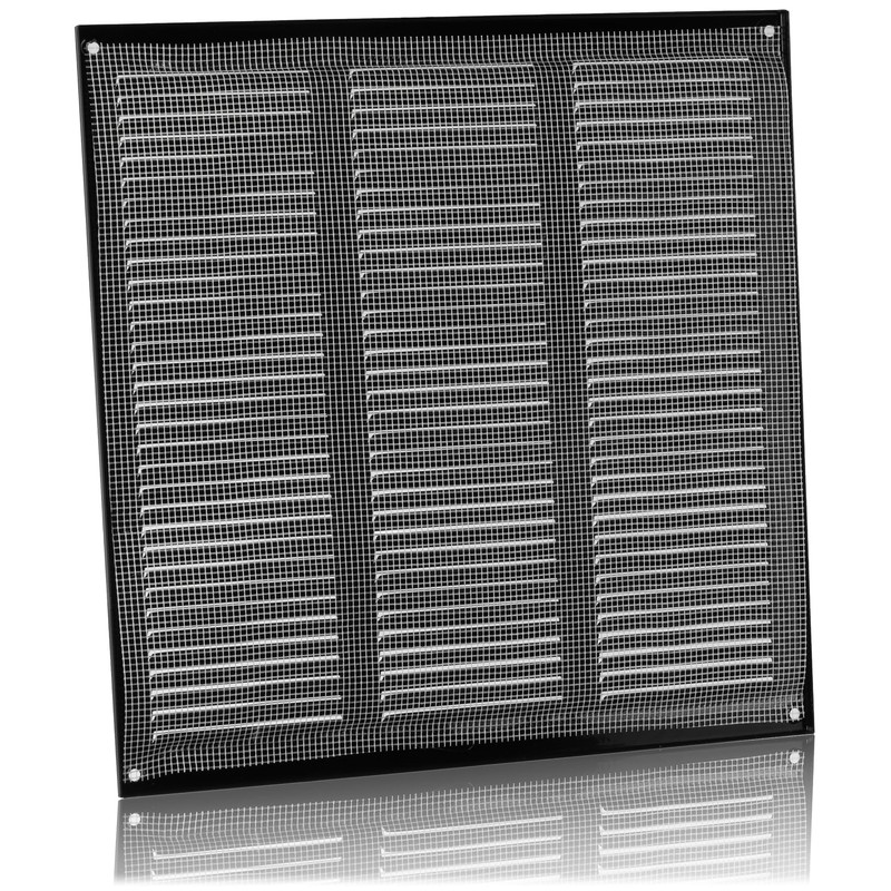 300x300mm / 12x12 inch Black Metal Ventilation Grille with Flyscreen
