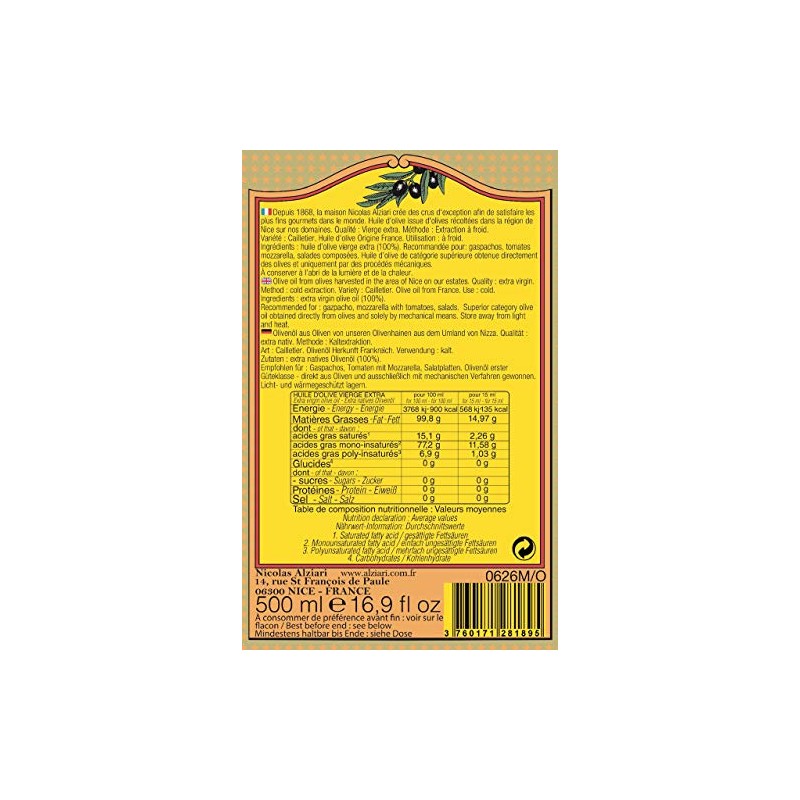 Nicolas Alziari "Cuvee Cesar" Organic EVOO, (500ml / 16.9 fl
