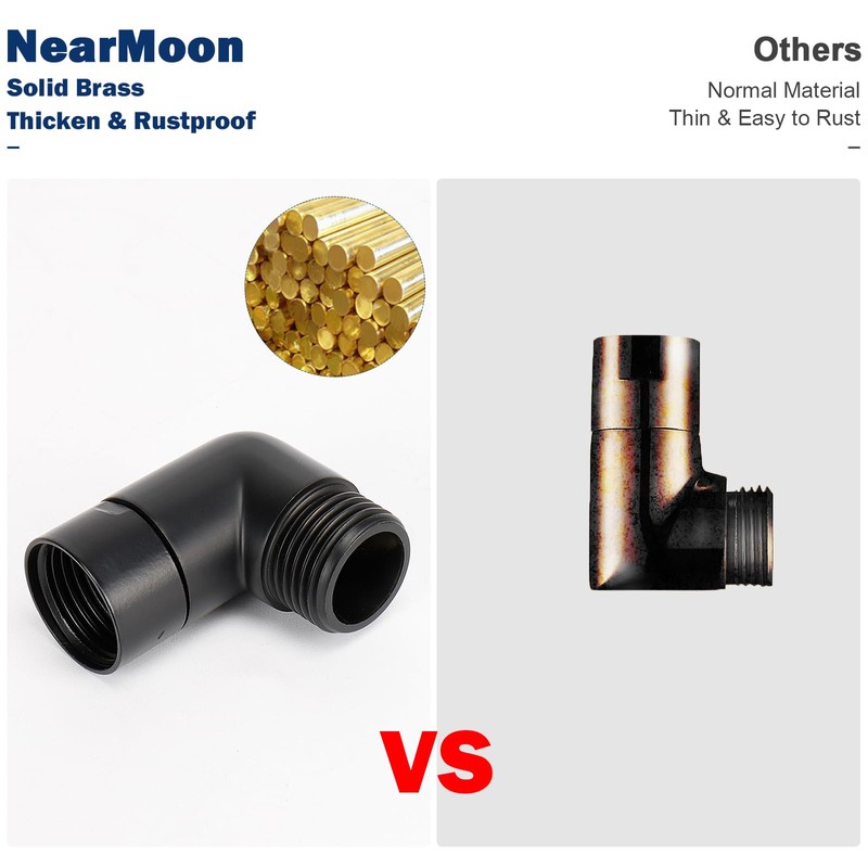 NearMoon Shower Elbow Adapter, Solid Brass G1/2" Shower Arm Extension