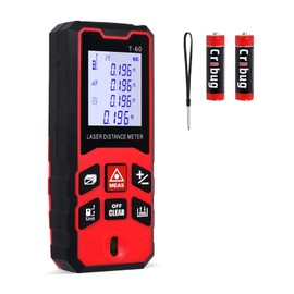 KUUAUX 196Ft/60M Laser Distance Meter, ±1/16 Inch High Accuracy Laser Measurement Tool with Backlit LCD Display, Pythagorean/Area/Volume Calculation Mode, M/in/Ft Units, Bubble Level, Durable Design