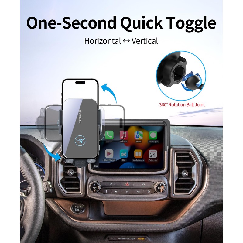 Wireless Charger Car Phone Holder for Ford Bronco Sport 2021-2024,8"