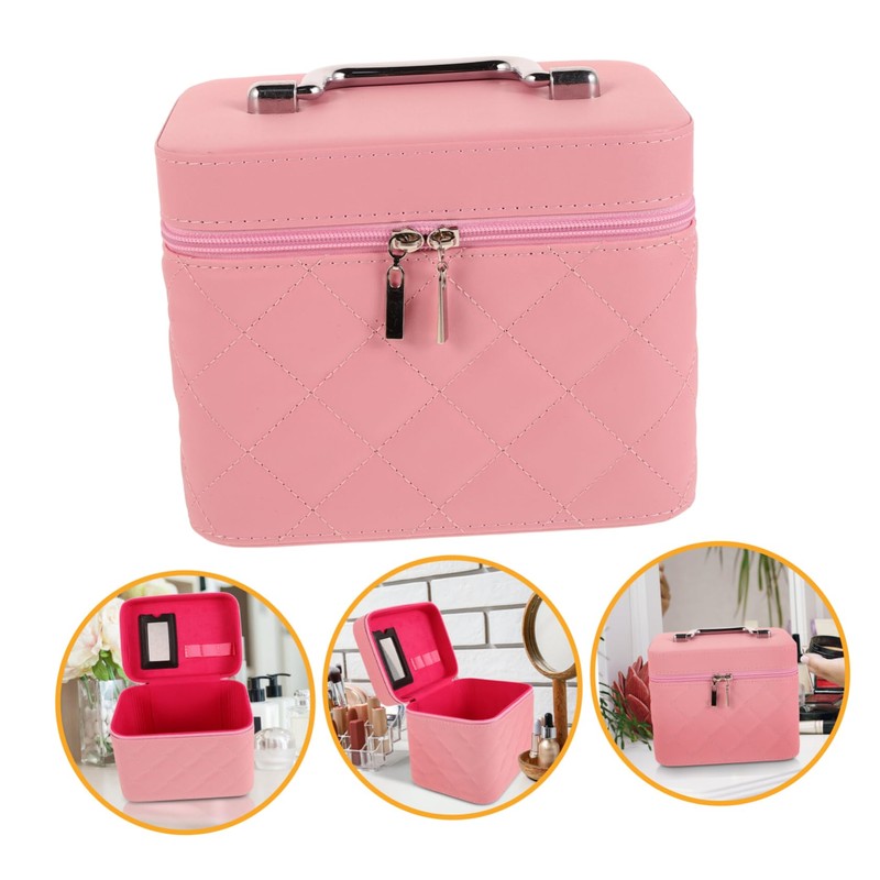TOVINANNA Chic Quilted Makeup Organizer Case Spacious Travel Cosmetic Storage