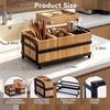 Candco Silverware Holder, Wood Utensil Caddy Paper Plate Dispenser for