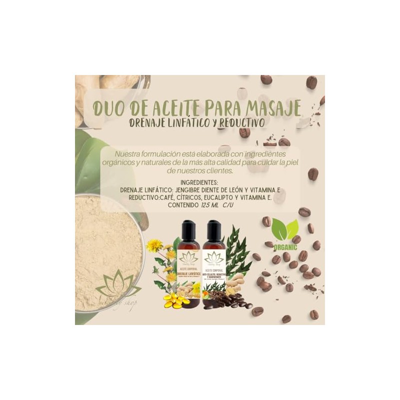 Dúo De Aceites Orgánicos Para Masaje Corporal Con Vitamina E