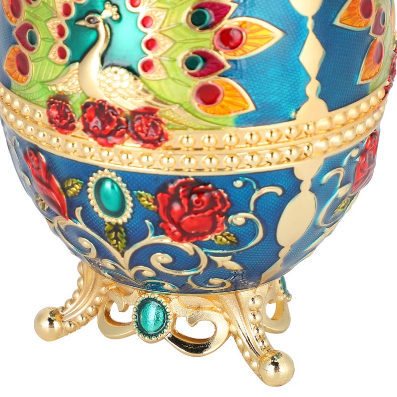 Toothpick Holder Retro Metal Peacock Egg Shape Portable Multifunctional Storage