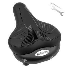 WEEROCK Comfortable Bike Saddle Soft Wide Bike Seat Cushion Build in Airbag, Dual Shock-Absorbing Balls, Waterproof PU Leather for Men Women Replacement Bicycles Saddles for Adult Bicycles, Black