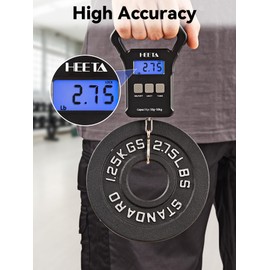 HEETA Fish Scale, 110lb/50kg Digital Portable Hanging Fishing Weight Scale with Backlit LCD Display, Luggage Scale with Non-Slip Large ABS Handle & 2 AAA Batteries, Fishing Gifts Gear for Men, Black