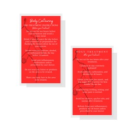 Boutique Marketing LLC Body Contouring Pre/Post Treatment Cards | 50 Pack | 2x3.5” inch Business Card Size | Red Card Design