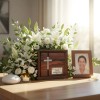 Urna Funeraria Cenizas Placa Personalizada Madera Cruz Grand