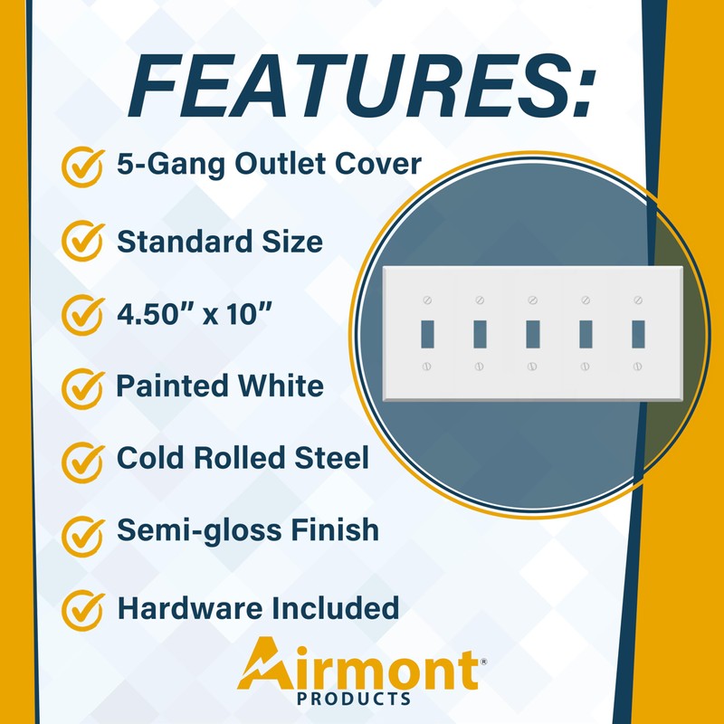5-Gang Toggle Switch Cover, Light Switch or Receptacle Outlet Wall