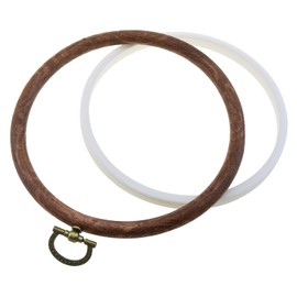 LUORNG 2PCS 5 Inch Embroidery Hoop Frames Round Imitation Wooden Cross Stitch Hoop Handmade for Fabric Painting Handmade Sewing Crafts Cross Stitch Aids