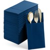 Disposable Linen-Feel Dinner Napkins With Built-in Flatware Pocket, 50-Pack BLUE