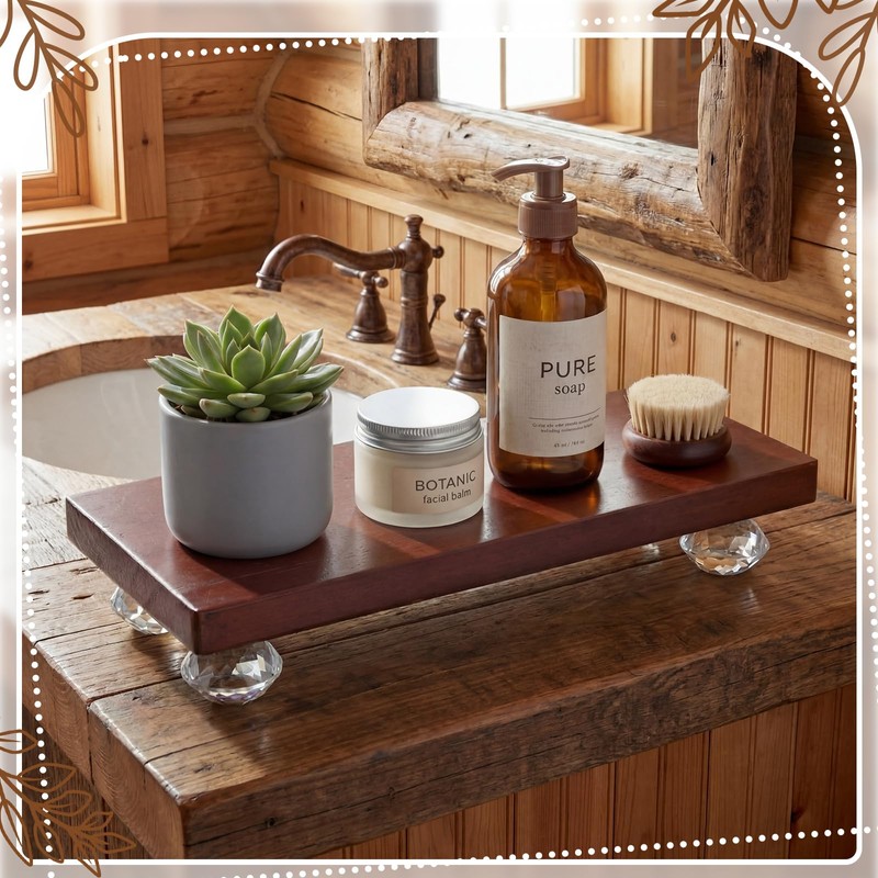 Sliner Wood Risers for Decor Display, Bathroom Counter Sink Decoration,