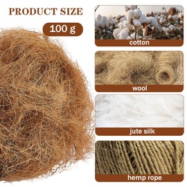 CREATCABIN Coconut Fiber for Bird Nests Bird Nesting Material Canary Nesting Material Coconut Bird Nest Finch Loose Bedding Substrate for Cage Gardens Tree Trunks Budgie Hummingbird 100g(3.5oz)