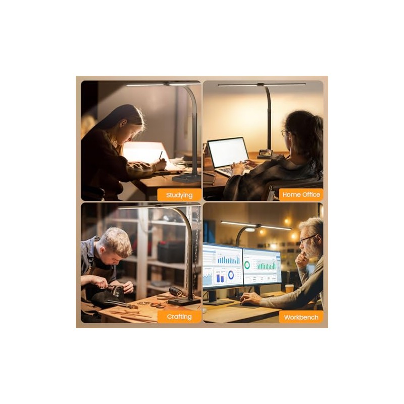 APMIEK LED Desk Lamp with Base - Bright Dimmable Computer