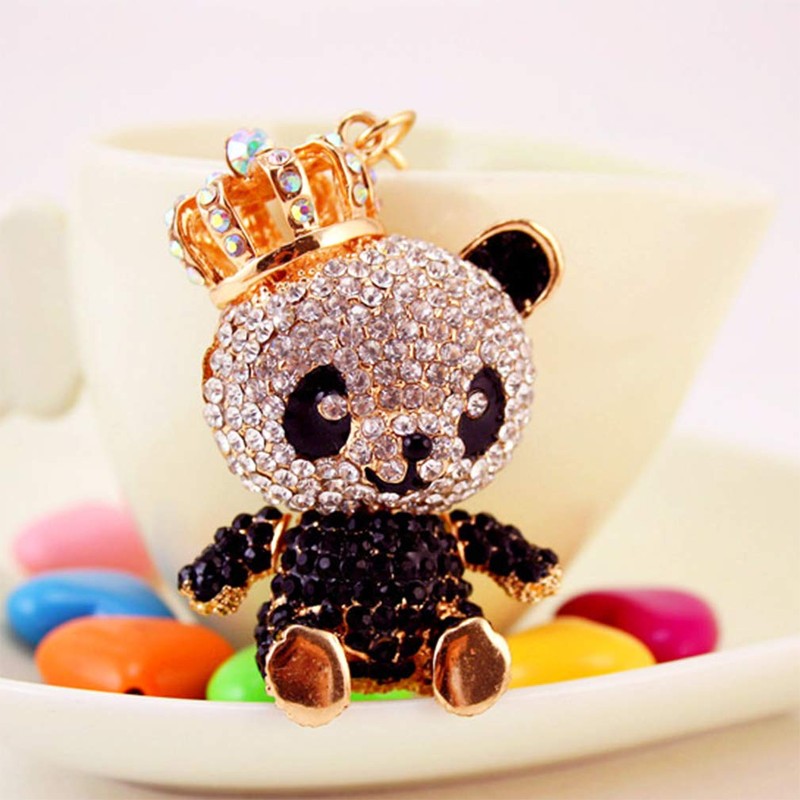 Grtdrm Cute Panda Shape Crystal Rhinestone Sparkling Keychain Bag Pendant