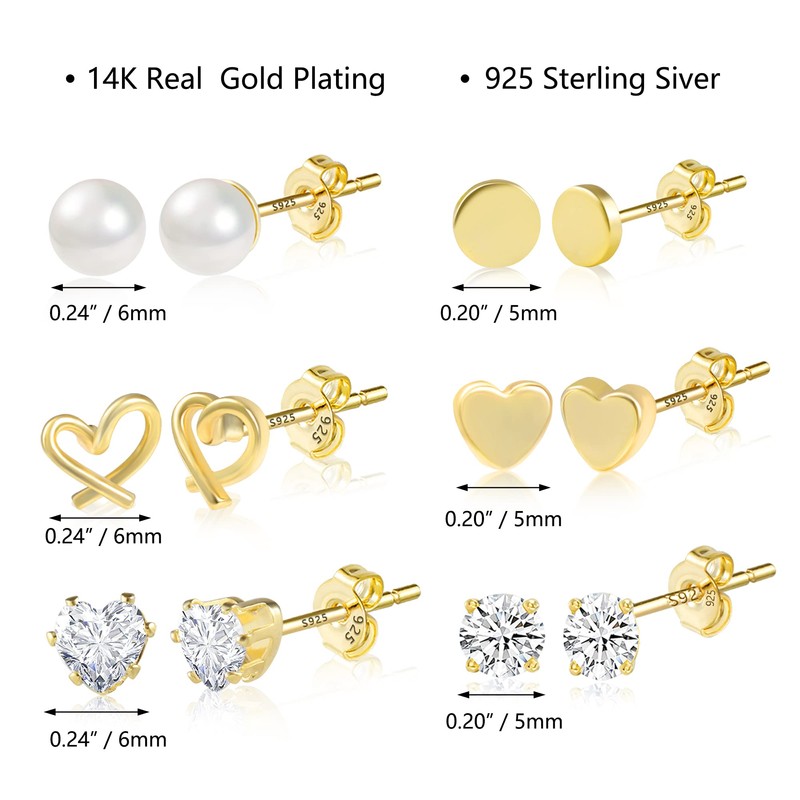 Juego de aretes para múltiples piercings chapados en oro de