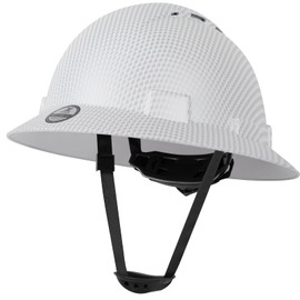 Zeluga 15-450 HDPE Full Brim Hard Hat, Construction Safety Helmet with Vented Holes, 6 Point Adjustable Ratchet Suspension, ‎Meets ANSI/ISEA Z89.1, Water Transfer Printing, Carbon Fiber White
