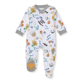 Burt's Bees Baby Girls Zip Front One-Piece Pajamas, Sleep & Play Loose Fit, 100% Organic Cotton, Newborn to 6-9 Months