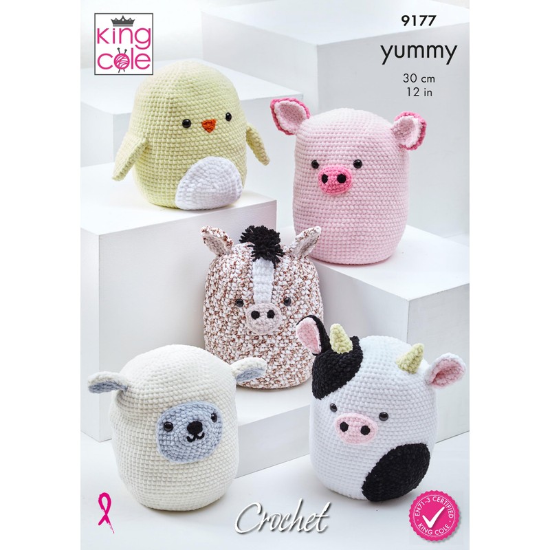 King Cole Yummy Amigurumi Crochet Pattern Squishy Horse Sheep Cow