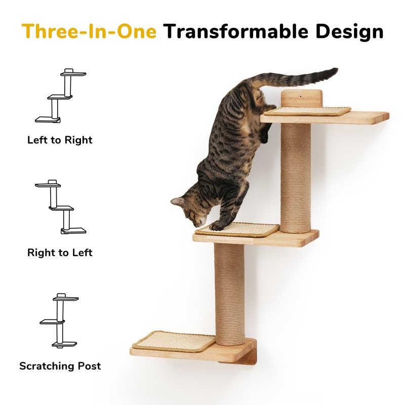FUKUMARU Cat Wall Shelves, 3 in 1 Transformable Cats Scratching