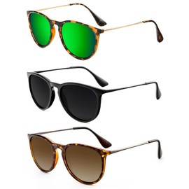 HENGOSEN Vintage Polarized Sunglasses for Women Men Round Classic Retro Women Sunglasses UV Protection Lens (Grey/Gradual Brown/Green)