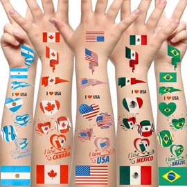 AICase 10 Pegatinas Tatuajes de Bandera Copa Mundial 2026 Mercancía EE. UU. Canadá México Fútbol Tatuajes Temporales para Adultos y Adolescentes - Art