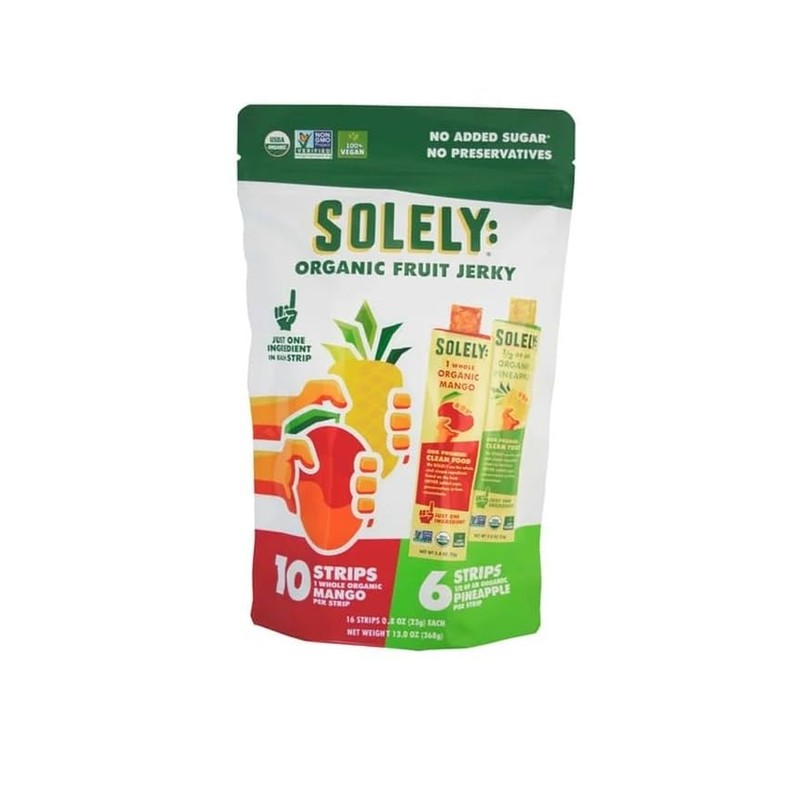 Solely Organic Fruit Jerkey 10 Strips Mango 6 Strips Pineapple
