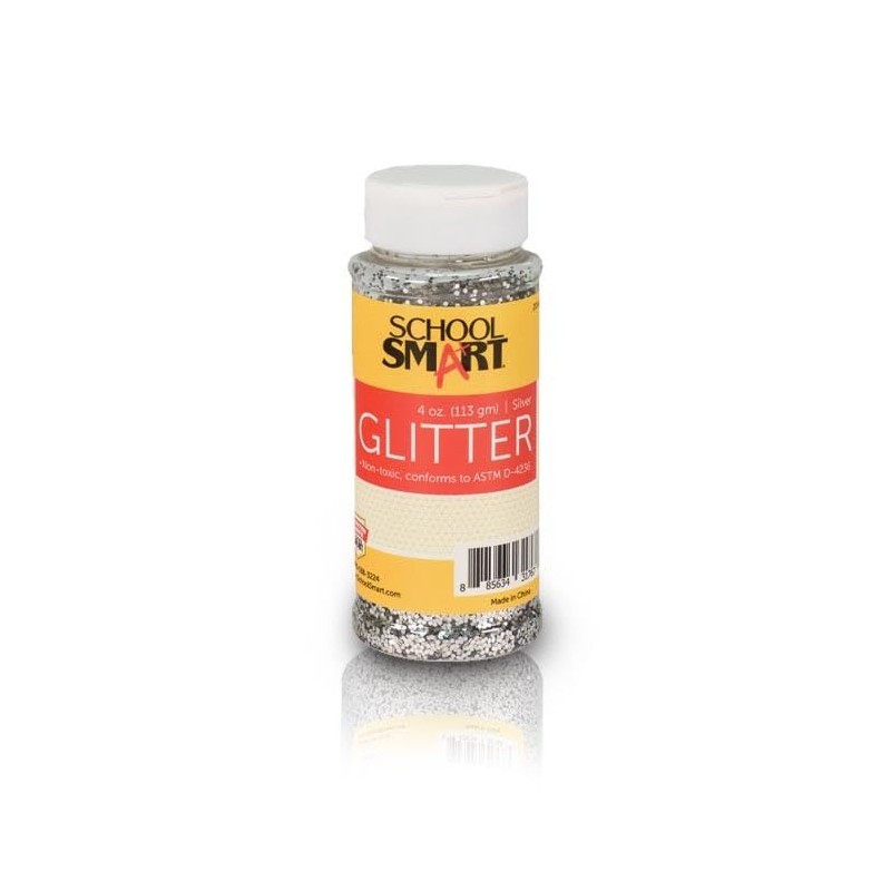 School Smart Craft Glitter, 4 Ounce Jar, Silver
