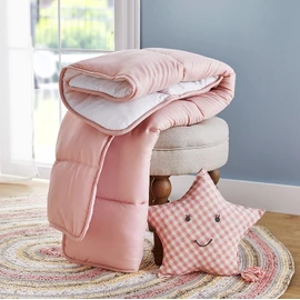Pikolin Home - Reversible Duvet 300 g - Two-Tone Nordic Filling - For Cot 60 - Feather-Feather, Warm, Breathable, Mauve/White, 100 x 120 cm