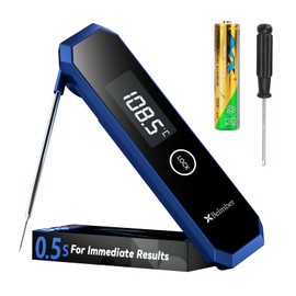Meat Thermometer Digital, 0.5 Sec Instant Read Thermometer with High Accuracy(±0.5°F), 180°Rotating Display for Turkey Beef Lamb, Food Thermometer for Roast, Oven, Grill, BBQ, Smoker (Blue)