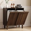 Smuxee Double Tilt Out Laundry Hamper Cabinet, Walnut Hidden Laundry