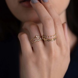 ZOERAY Stackable Rings for Women that Don't Tarnish Trendy Dainty Stacking Cubic Zirconia Thumb Rings Set Statement Promise Wedding Bands for Women Jewelry Rings Size 6-10