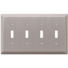 Colester Direct Metal Satin Nickel Wall Switch Plate Outlet Cover Toggle Rocker GFI *UPDATED SATIN NICKEL MATTE FINISH* (Toggle-Quad)