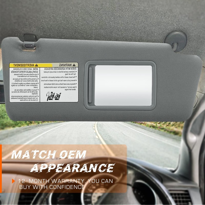 Sun Visor for 2005-2015 Toyota Tacoma Without Light, Right Passenger