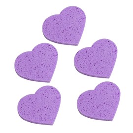 SAFIGLE 5pcs Heart Shaped Facial Sponges: Soft Makeup Remover Pads Reusable and Gentle on Skin for Face Cleansing Exfoliating Violet