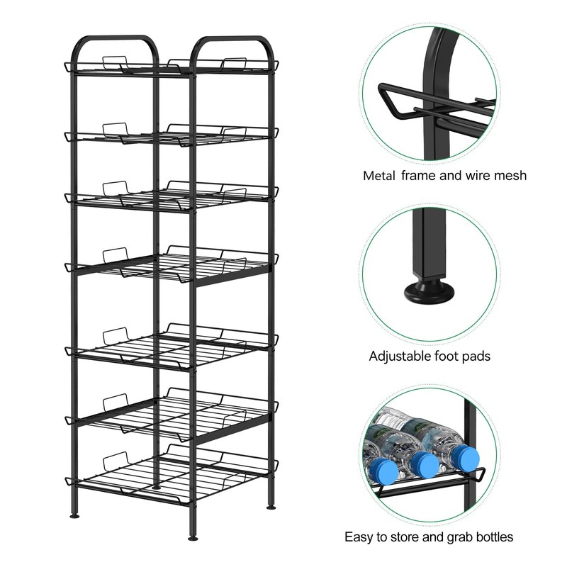 BTY Water Bottle Organizer 7 Tier Freestanding Water Bottle Storage