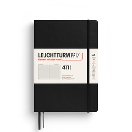LEUCHTTURM1917 372932 Notebook 411 Medium (A5), Hardcover, 411 Numbered Pages, Black, Lined, More Thoughts, More Ideas, More Memories, More Pages
