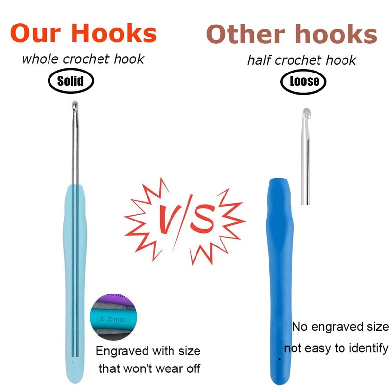 Mdoker 5mm 2PCS Crochet Hook Ergonomic Handle Crochet Hook Needles
