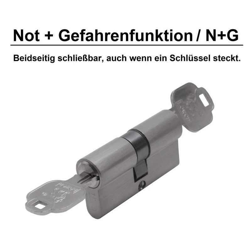 2x Profile Cylinder 60 mm 30/30 Keyed Alike Emergency and