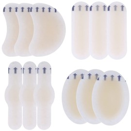 12 Pieces Blister Plasters, Hydrocolloid Gel Blister Bandages Foot Cushion Pads Invisible Blister Prevention Treatment Patches Waterproof Heel Protector for Feet Heel Toes, 4 Size