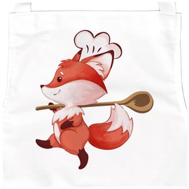 SpecialMe® Children's Apron Fox with Chef Hat Cooking Apron for Children Gift for Boys and Girls, fox chef white