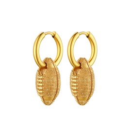 Gold Soccer Earrings 18K Gold Plated Boys Dangle Earrings American Football Ear Dangle Men Boys Rugby Ball Sport Earrings Ball Game Lover Fan Jewelry Gift for Dad/Husband/Son/Soccer Lover