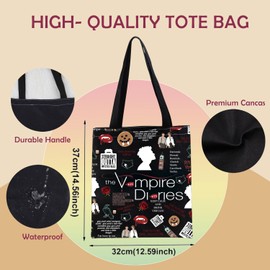 LEVLO TVD Merch Vampire Tote Bag - Damon Salvatore Fan Gift (The Vampire D tote bag)