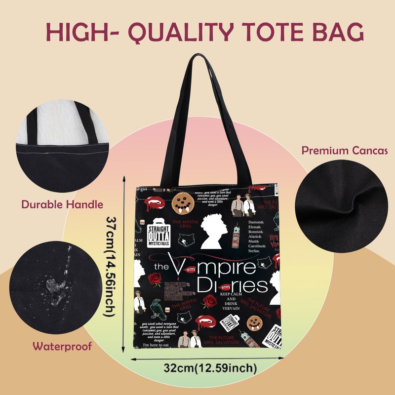 LEVLO TVD Merch Vampire Tote Bag - Damon Salvatore Fan
