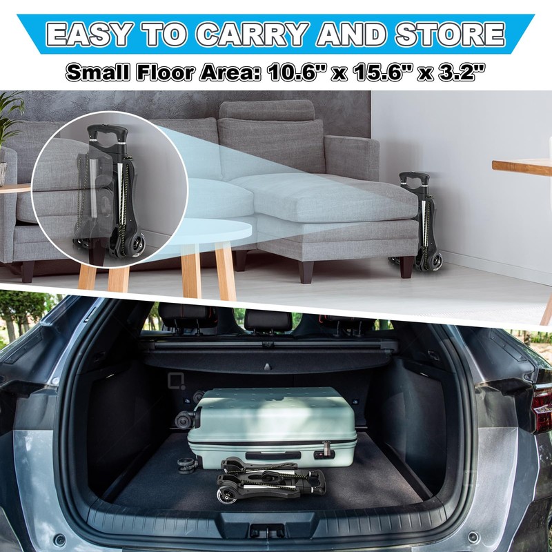 Vsaikeo Small Folding Hand Truck Dolly with 2 Wheels, Lightweight