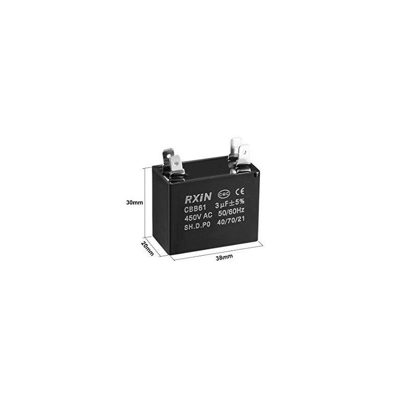uxcell Ceiling Fan Capacitor CBB61 3uF 450V AC Double Insert
