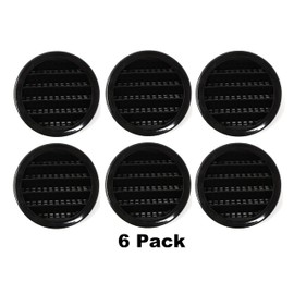 2" Round Plastic Louver Soffit Air Vent Reptile Screen Grille Cover Multiple Colors/Quantities (6, Black)