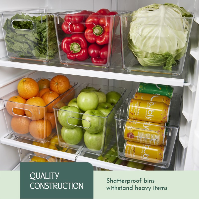 RUBOXA Shatterproof Clear Plastic Storage Bins for kitchen organization and