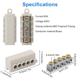 Linkstyle 6PCS 16-10 AWG Wire Splice Connectors, 60A Quick Wiring Splicing Compact Terminal Connectors, 1 in 4 Out